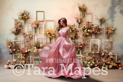 Fine Art Frames Floral Frames Room Digital Backdrop - Fine Art Digital Background