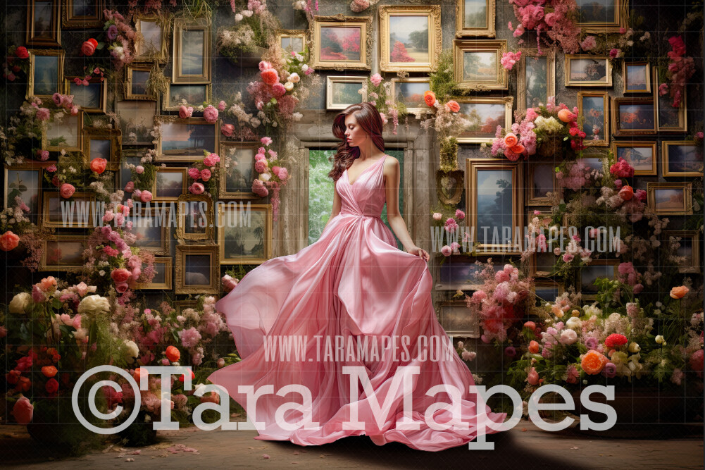 Fine Art Frames Floral Frames Room Digital Backdrop - Fine Art Digital Background