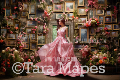 Fine Art Frames Floral Frames Room Digital Backdrop - Fine Art Digital Background