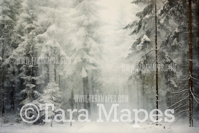 White Winter Forest Digital Background - Snowy Trees Digital JPG