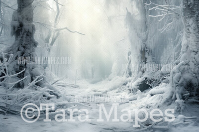 White Winter Forest Digital Background - Snowy Trees Digital JPG