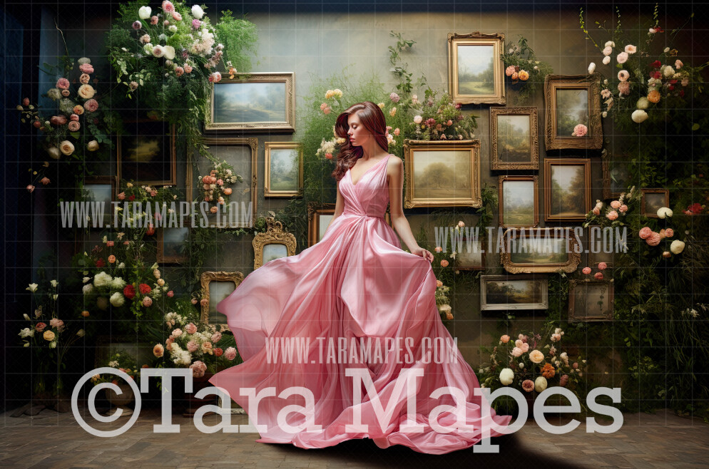 Fine Art Frames Floral Frames Room Digital Backdrop - Fine Art Digital Background