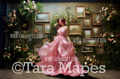 Fine Art Frames Floral Frames Room Digital Backdrop - Fine Art Digital Background