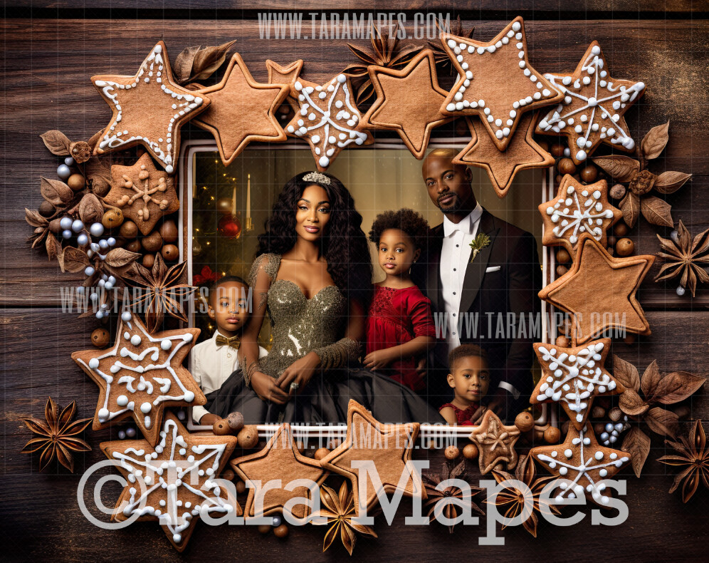 Christmas Cookies Frame Digital Frame - Layered PSD Christmas Frame Digital Background - Backdrop