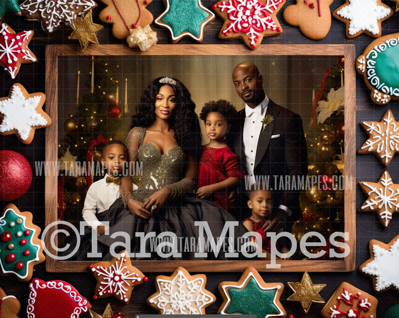 Colorful Cookies Christmas Frame Digital Frame - Layered PSD Christmas Frame Digital Background - Backdrop
