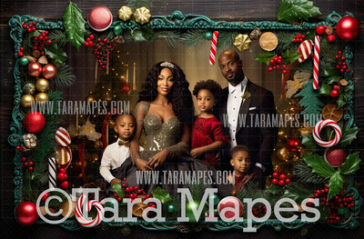 Red and Green Christmas Frame Digital Frame - Layered PSD Christmas Frame Digital Background - Backdrop