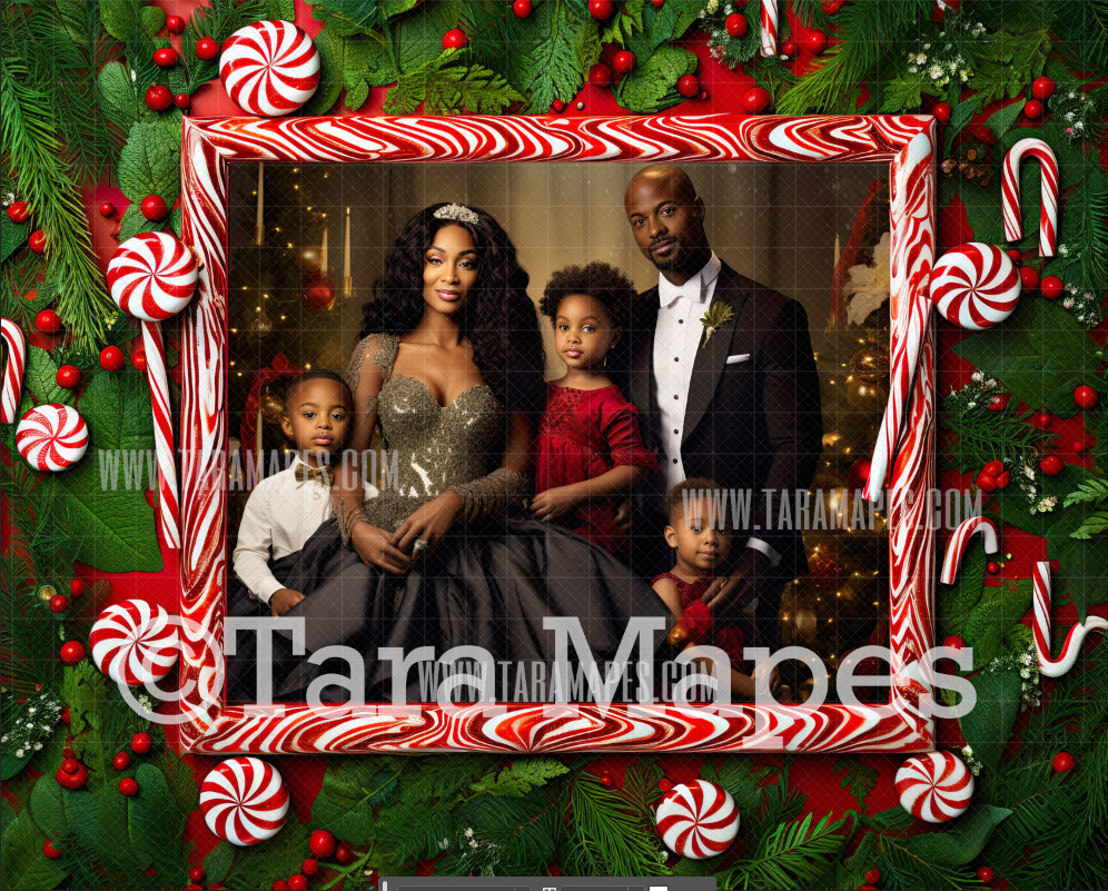 Festive Christmas Frame Digital Frame  - Layered PSD Christmas Frame Digital Background - Backdrop