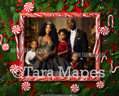 Festive Christmas Frame Digital Frame  - Layered PSD Christmas Frame Digital Background - Backdrop