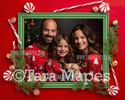 Festive Christmas Frame Digital Frame - Layered PSD Christmas Frame Digital Background - Backdrop