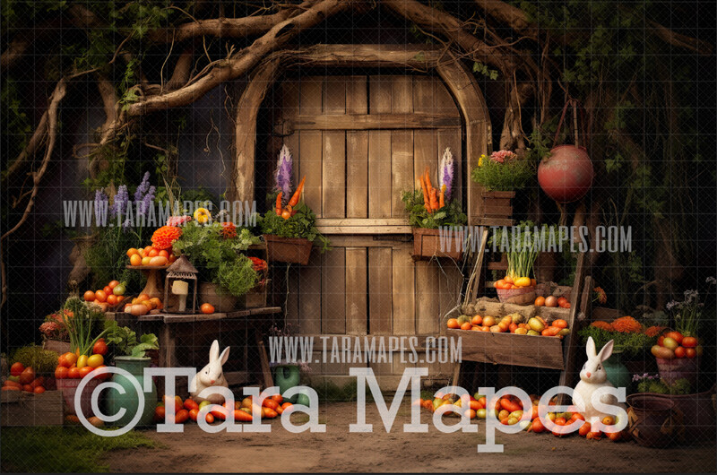 Easter Burrow Door Digital Backdrop - Whimsical Rustic Easter Themed Door - Easter Door Digital Background - Easter Digital