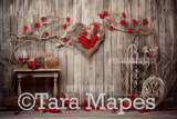 Rustic Vintage Valentine Digital Backdrop -  Vintage Studio Vday Digital Background JPG