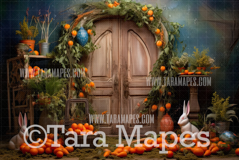 Easter Burrow Door Digital Backdrop - Whimsical Rustic Easter Themed Door - Easter Door Digital Background - Easter Digital