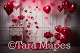 Vintage Valentine Digital Backdrop -  Vintage Studio Vday Digital Background JPG