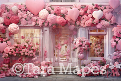 Valentine Shop Digital Backdrop -  Valentine Storefront Digital Background JPG
