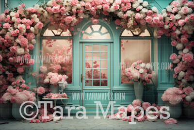 Valentine Shop Digital Backdrop -  Valentine Storefront Digital Background JPG