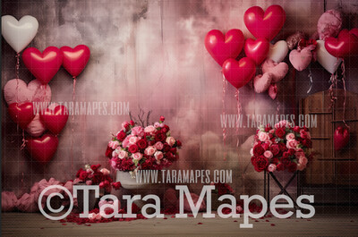 Vintage Valentine Digital Backdrop -  Vintage Studio Vday Digital Background JPG