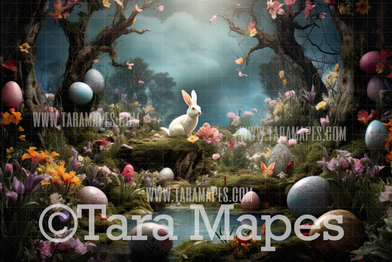Easter Forest Digital Backdrop - Whimsical Easter Woods - Easter Digital Background