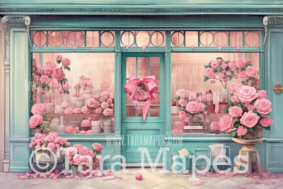 Valentine Shop Digital Backdrop -  Valentine Storefront Digital Background JPG