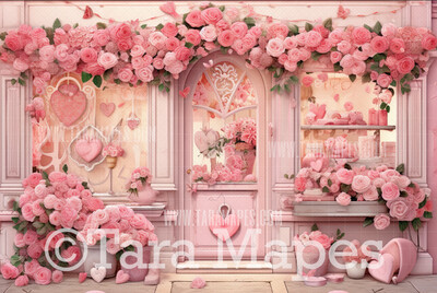 Valentine Shop Digital Backdrop -  Valentine Storefront Digital Background JPG
