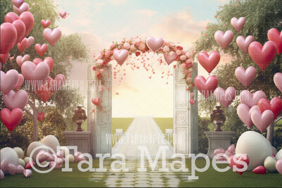Valentine Arch Digital Backdrop -  Whimsical Vday Digital Background JPG
