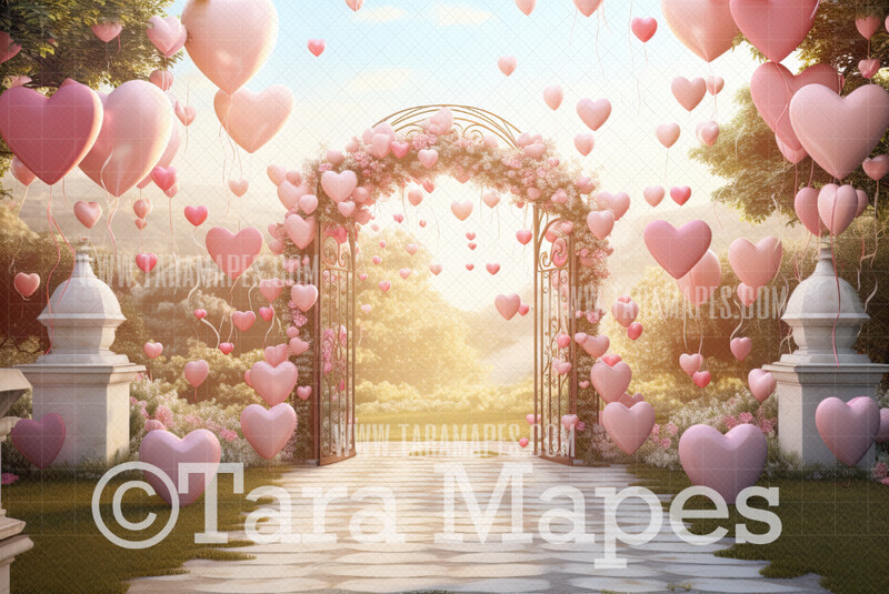 Valentine Arch Digital Backdrop - Whimsical Vday Digital Background JPG