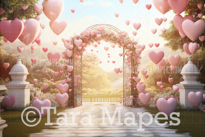 Valentine Arch Digital Backdrop -  Whimsical Vday Digital Background JPG
