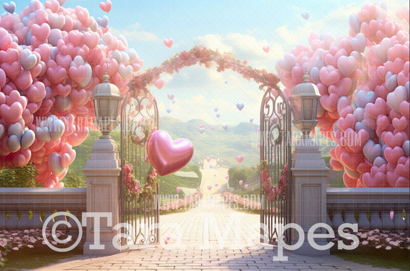 Valentine Arch Digital Backdrop - Whimsical Vday Digital Background JPG