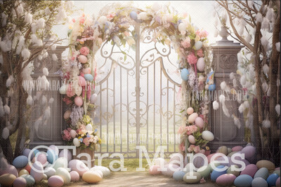 Easter Egg Gate Digital Backdrop - Whimsical Easter Arch - Easter Digital Background
