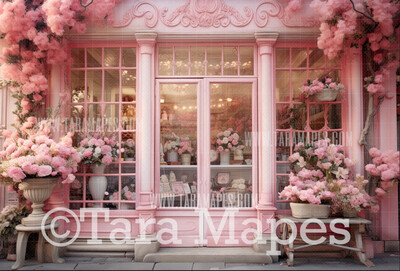 Valentine Shop Digital Backdrop -  Valentine Storefront Digital Background JPG