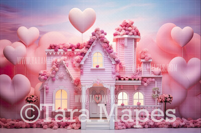 Valentine House Digital Backdrop -  Valentine Home Digital Background JPG