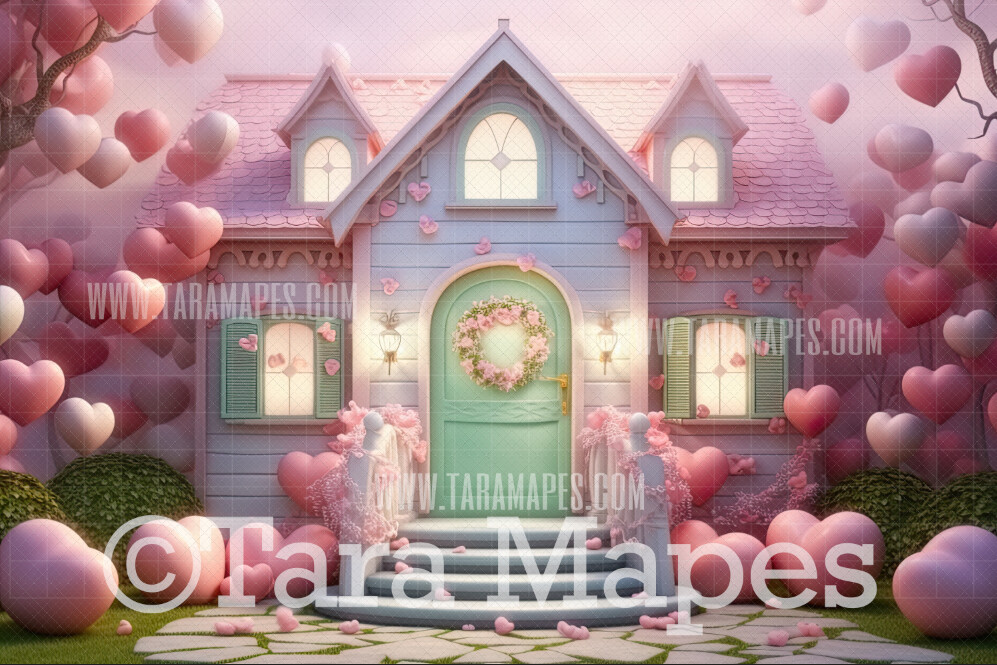 Valentine House Digital Backdrop - Valentine Home Digital Background JPG