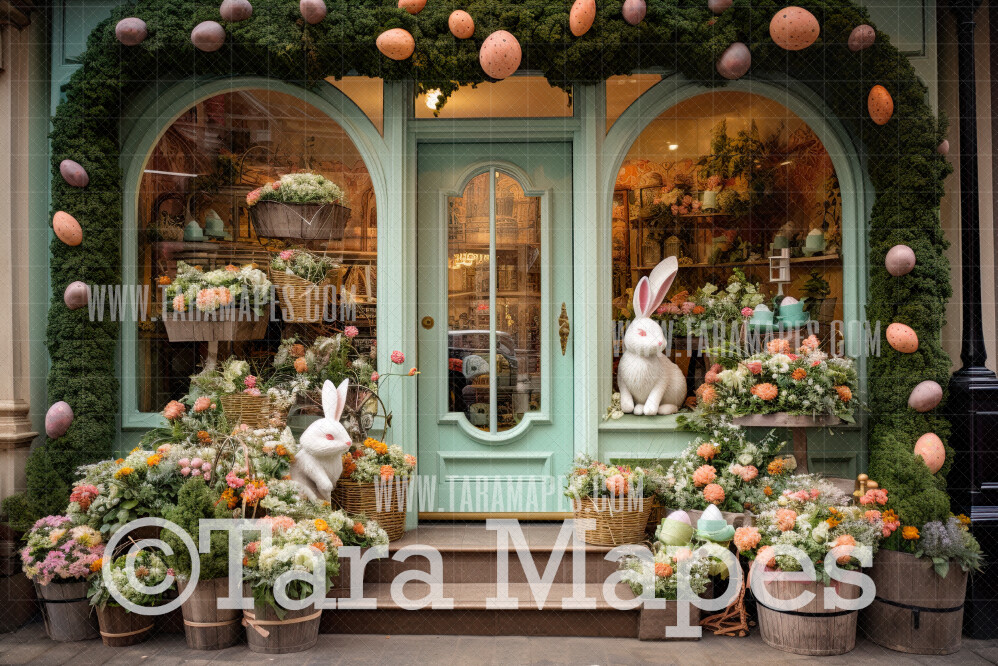 Easter Shop Digital Backdrop - Easter Flower Storefront - Pastel Easter Gift Shop Digital Background - Pastel Easter Store Digital Background JPG