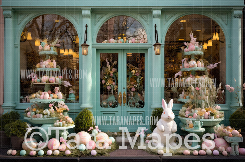 Easter Shop Digital Backdrop - Easter Flower Storefront - Pastel Easter Gift Shop Digital Background - Pastel Easter Store Digital Background JPG