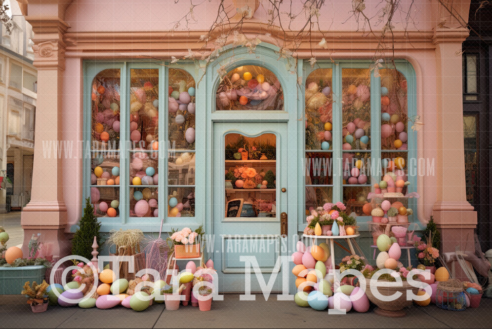 Easter Shop Digital Backdrop - Easter Flower Storefront - Pastel Easter Gift Shop Digital Background - Pastel Easter Store Digital Background JPG