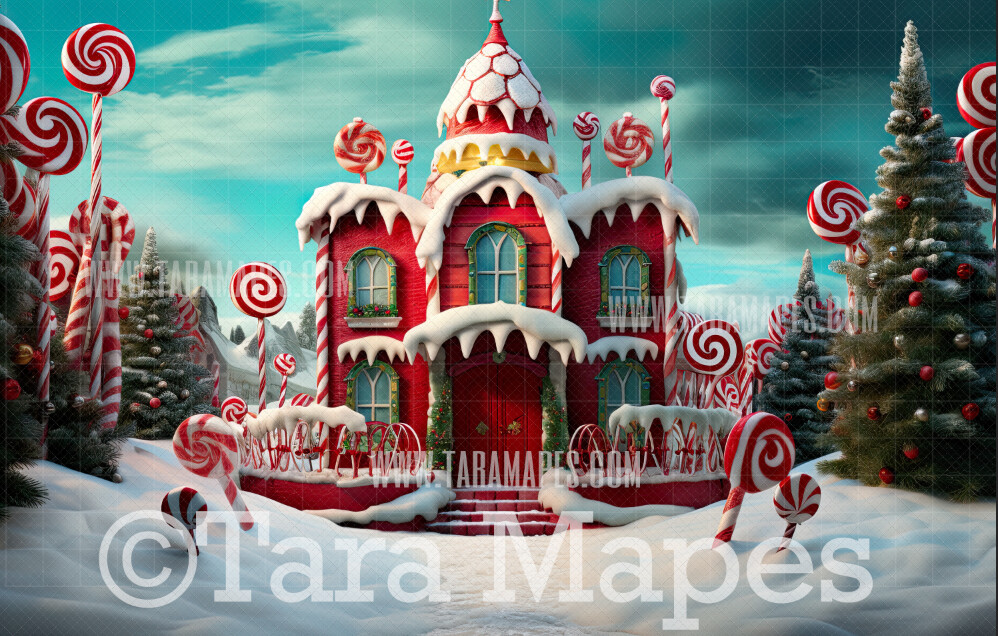 Whimsyville Christmas Town Digital Backdrop - Whimsical Colorful Christmas  Town Digital Background JPG
