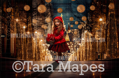 Christmas City Digital Backdrop - Christmas City - Christmas Street Digital Background