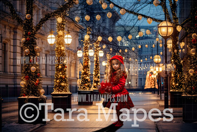 Christmas City Digital Backdrop - Christmas City - Christmas Street Digital Background