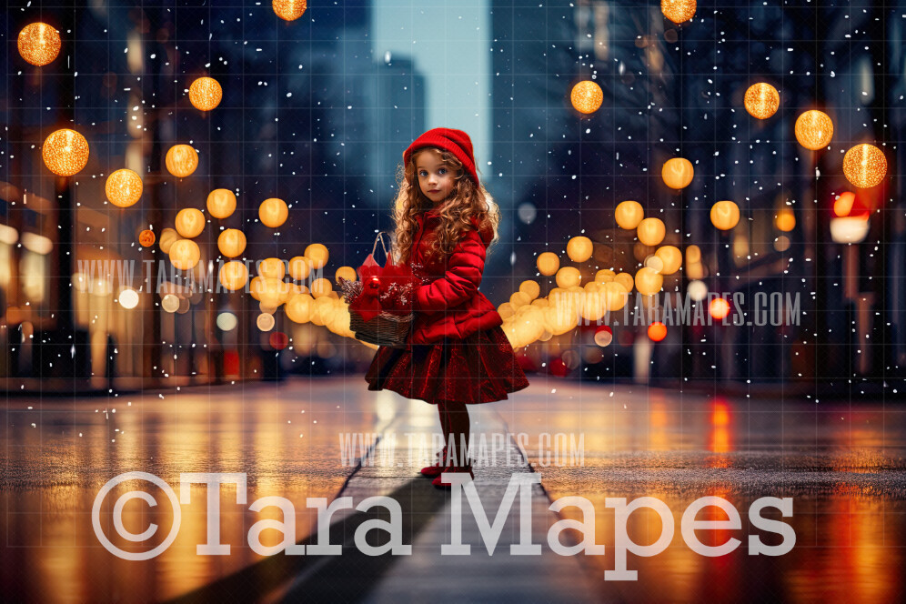 Christmas City Digital Backdrop - Christmas City - Christmas Street Digital Background