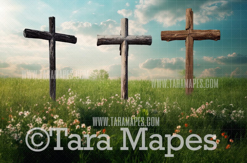 Three Crosses Easter Religious Digital Background