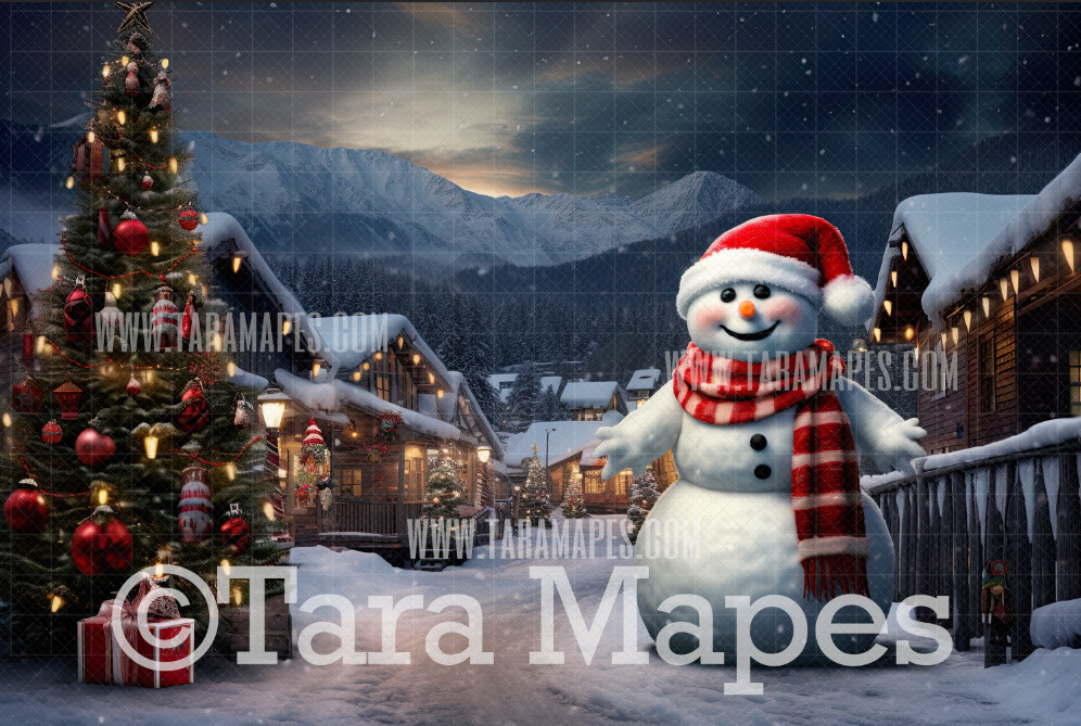 Snowman Digital Backdrop - Free Snow Overlay - Christmas Digital Background Backdrop