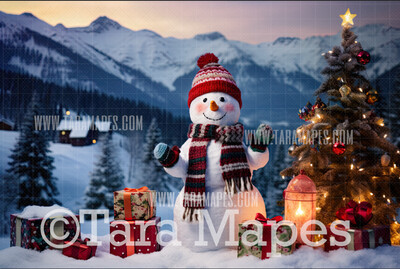 Snowman Digital Backdrop - Free Snow Overlay - Christmas Digital Background Backdrop