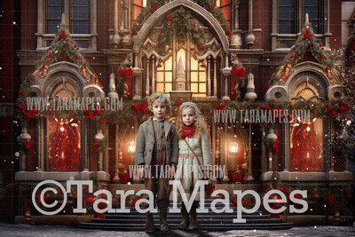 Christmas Church Digital Backdrop -  Midnight Mass DIgital Backdrop - FREE SNOW OVERLAY included