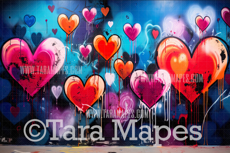 Graffiti Hearts Valentine Digital Background