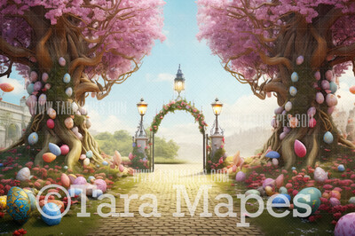 Easter Path Digital Backdrop - Easter Digital Background - Easter Arch Digital Background JPG