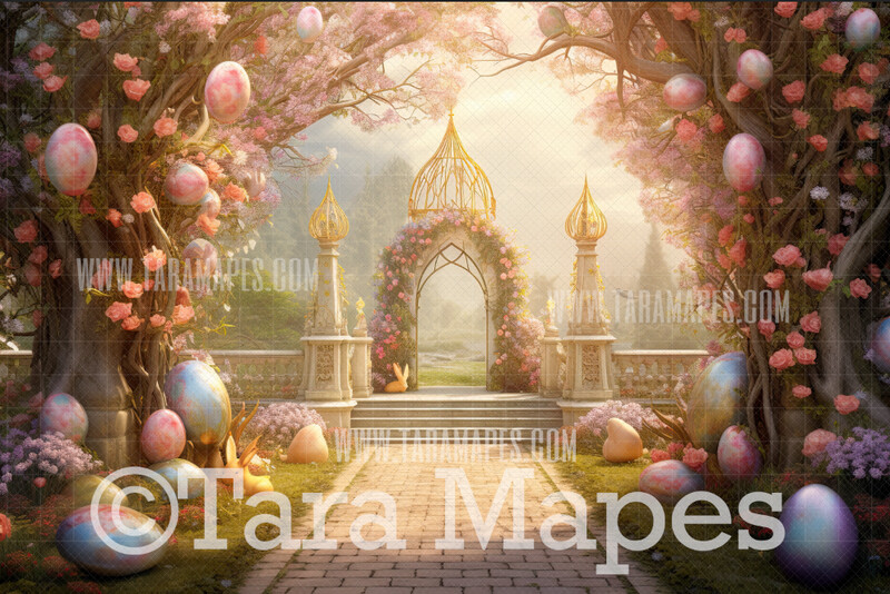 Easter Egg Arch Digital Backdrop - Easter Digital Background - Easter Arch Digital Background JPG