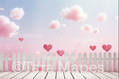 Valentine Fence with Hearts  Valentine Digital Background