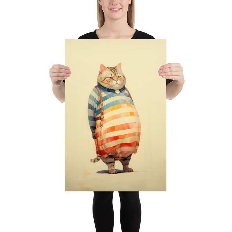 Funny Fat Cat in Shorts Poster
