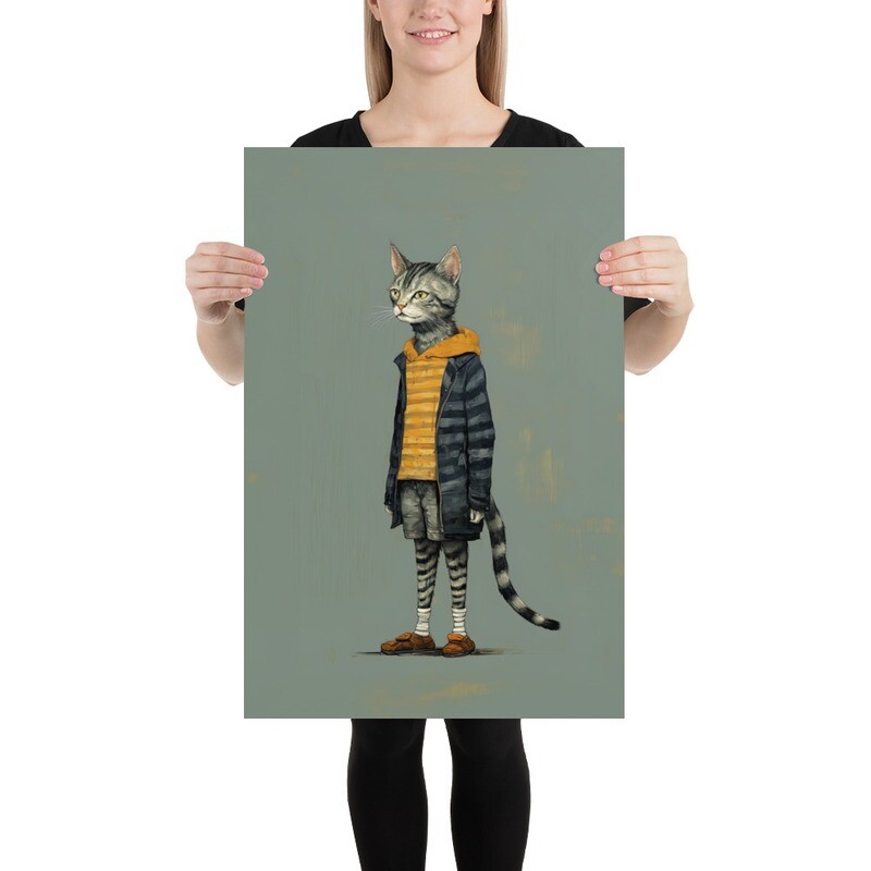 School Cat Painting Poster
