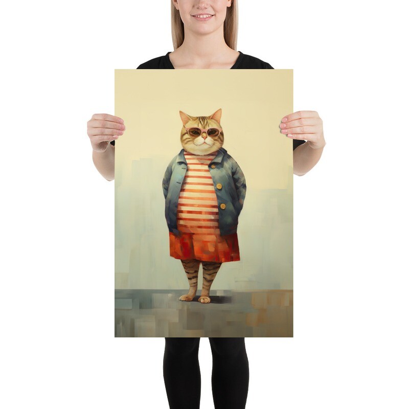 Sweet Chubby Cat in Skirt Poster