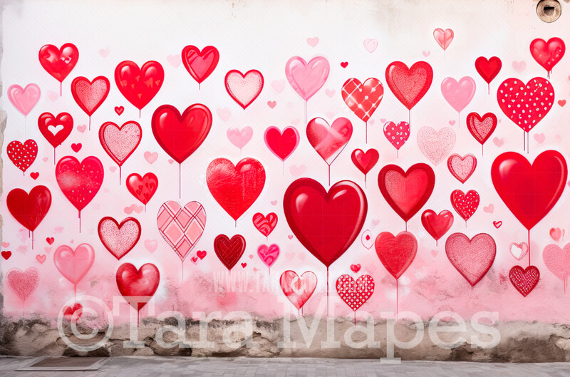 Painted Hearts Valentine Digital Background
